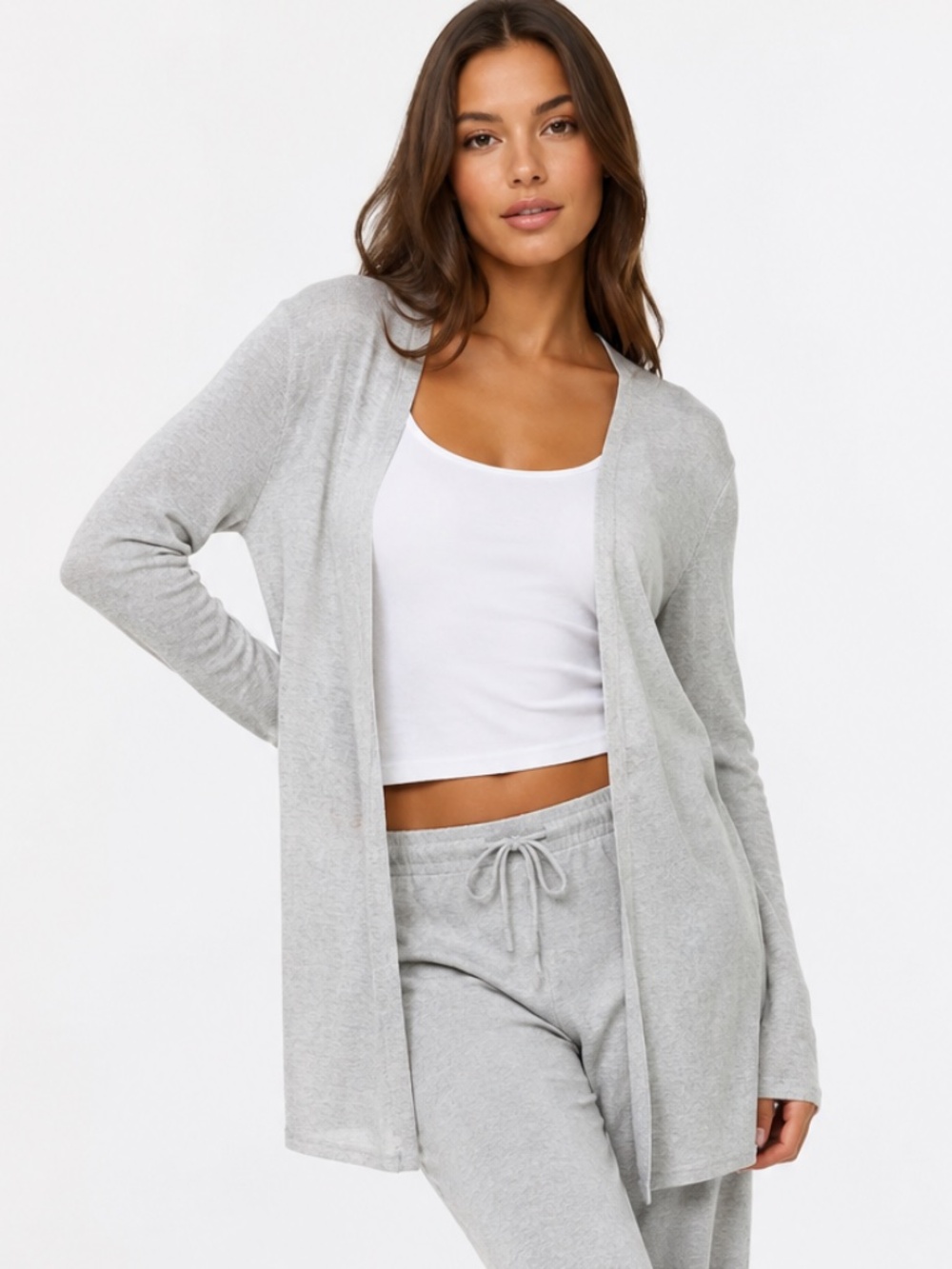 H&M Divided Gray Open Front Lightweight Knit Cardigan Sweater Loungewear